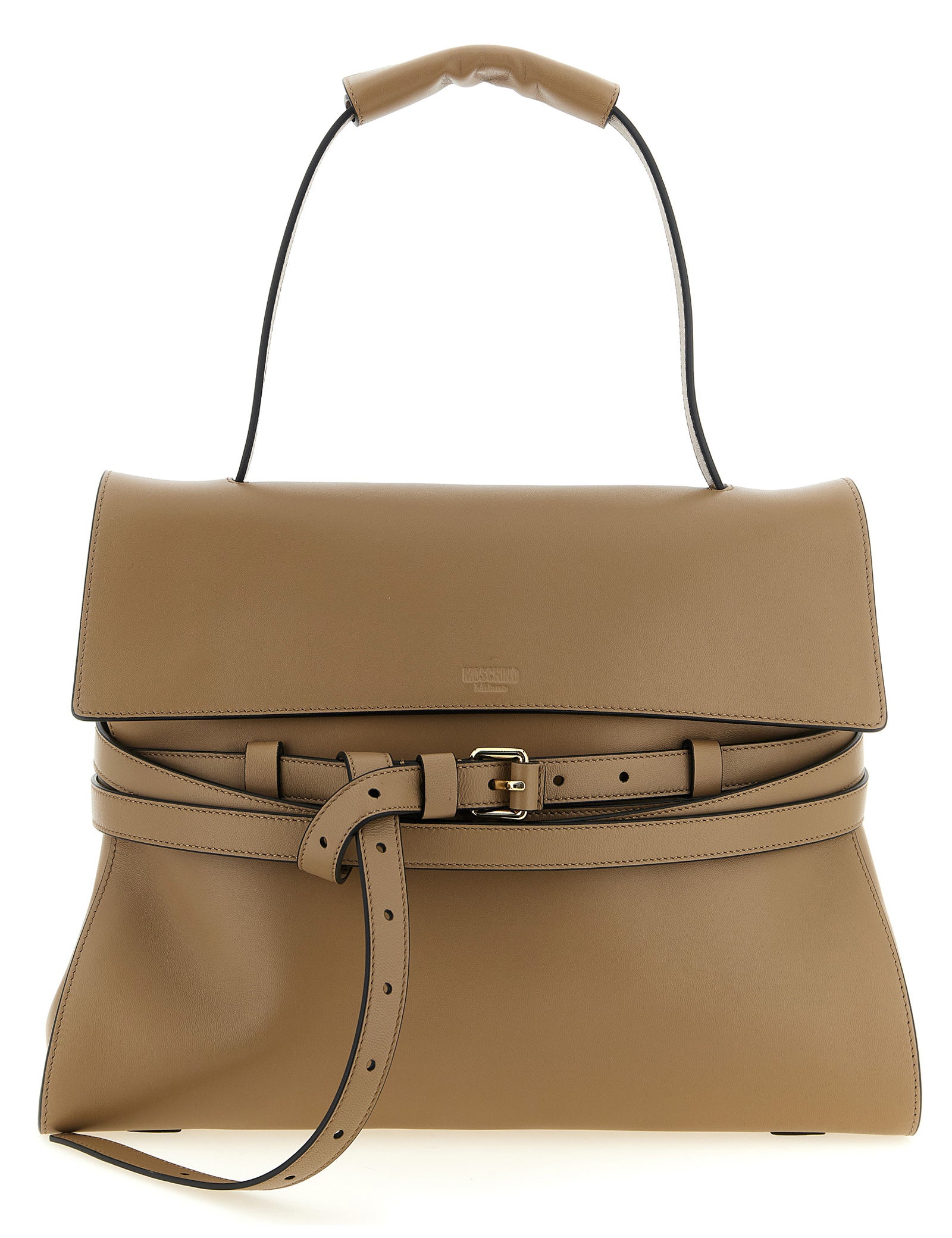 Moschino Beige Napa Leather Shoulder Bag