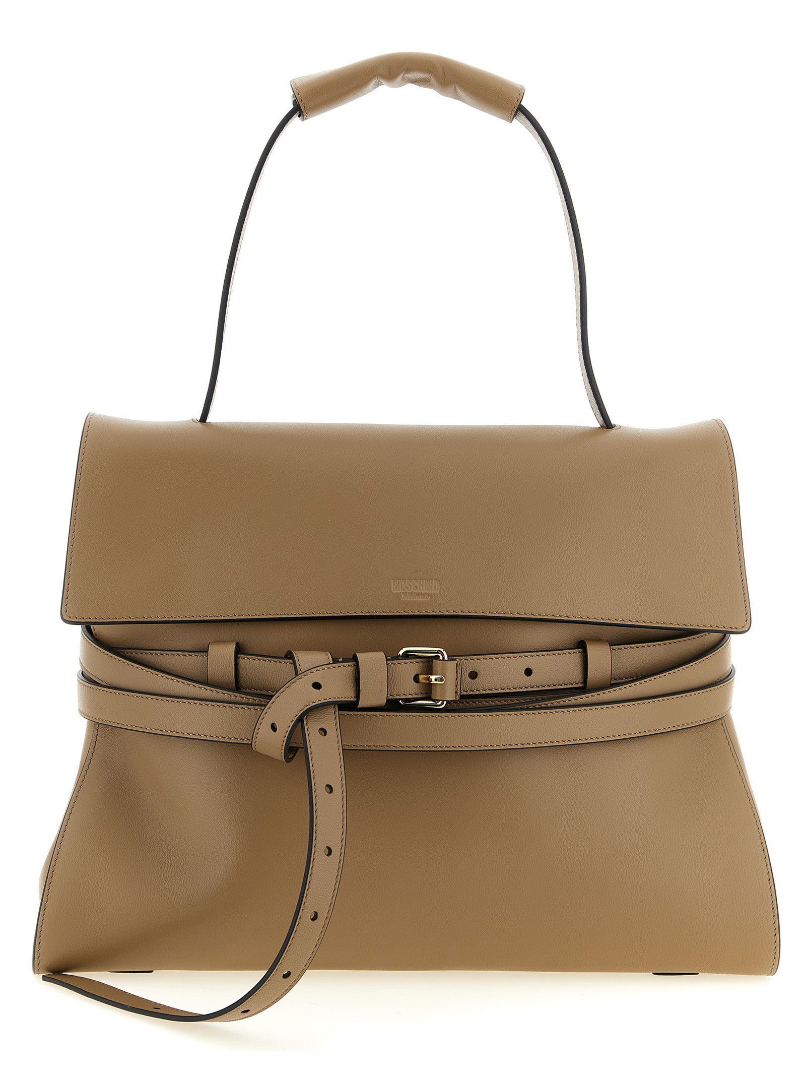 Moschino Beige Napa Leather Shoulder Bag