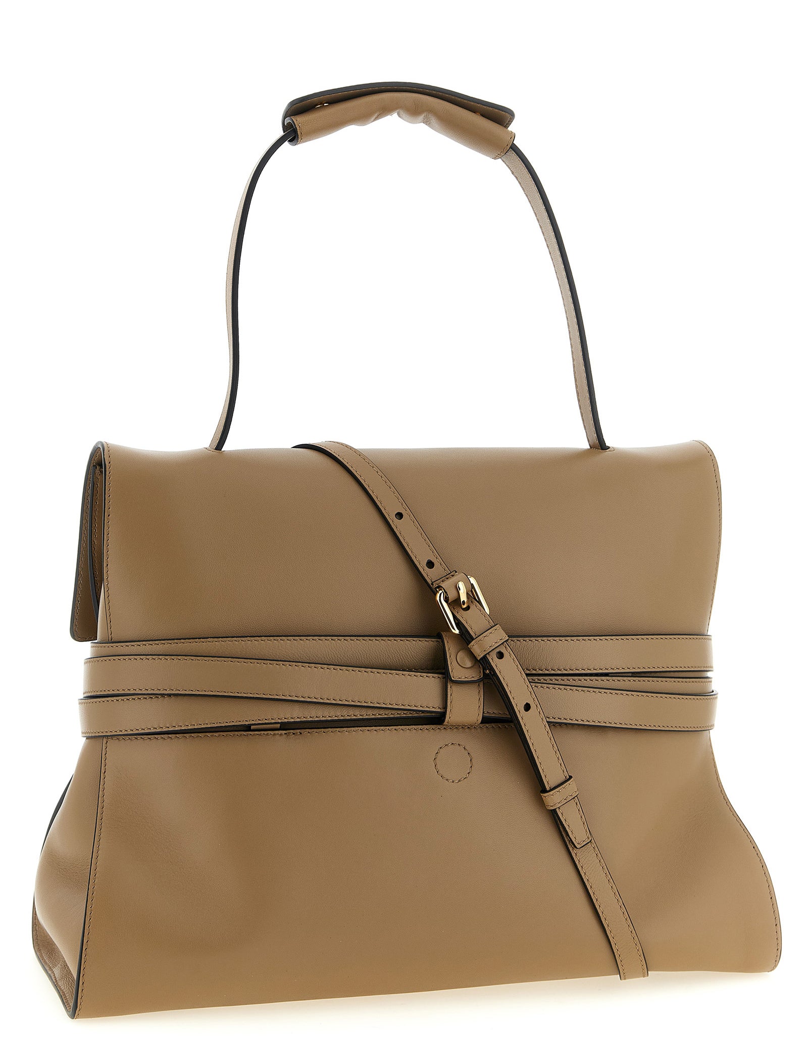 Moschino Beige Napa Leather Shoulder Bag