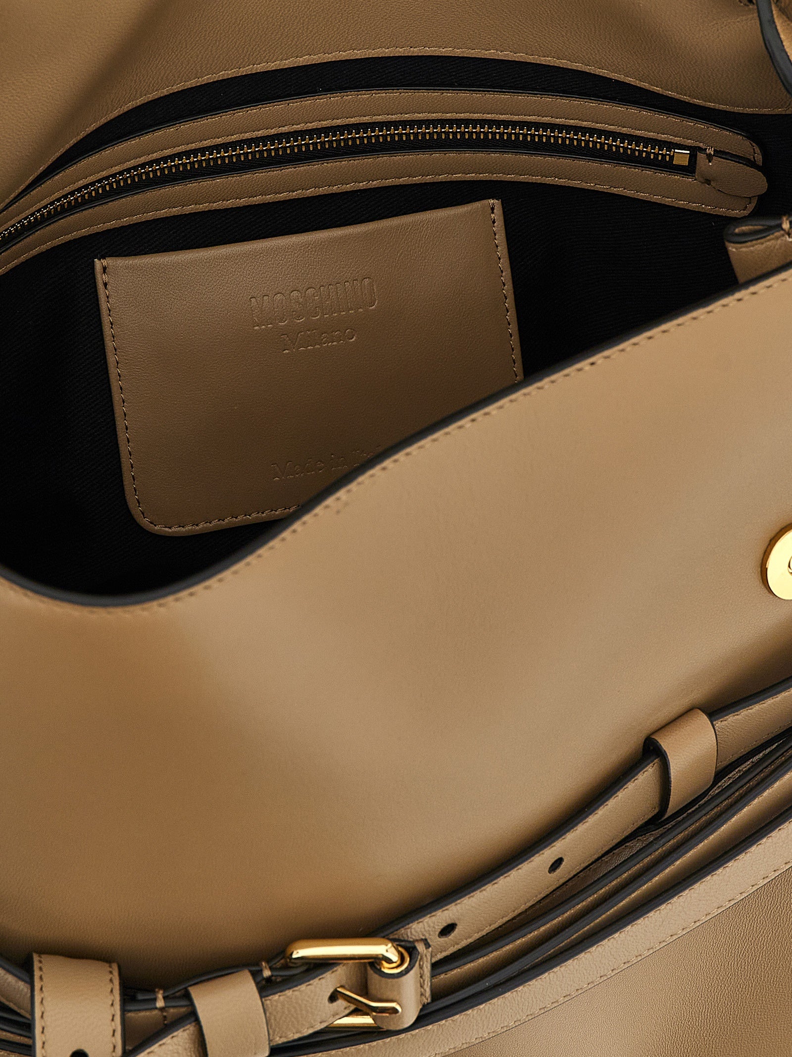Moschino Beige Napa Leather Shoulder Bag
