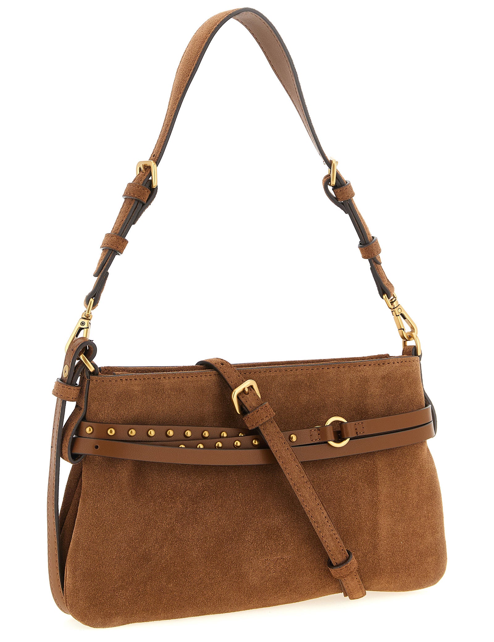 PINKO Brown Lamb Leather Mini Shoulder Bag