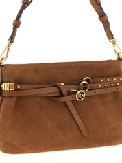PINKO Brown Lamb Leather Mini Shoulder Bag