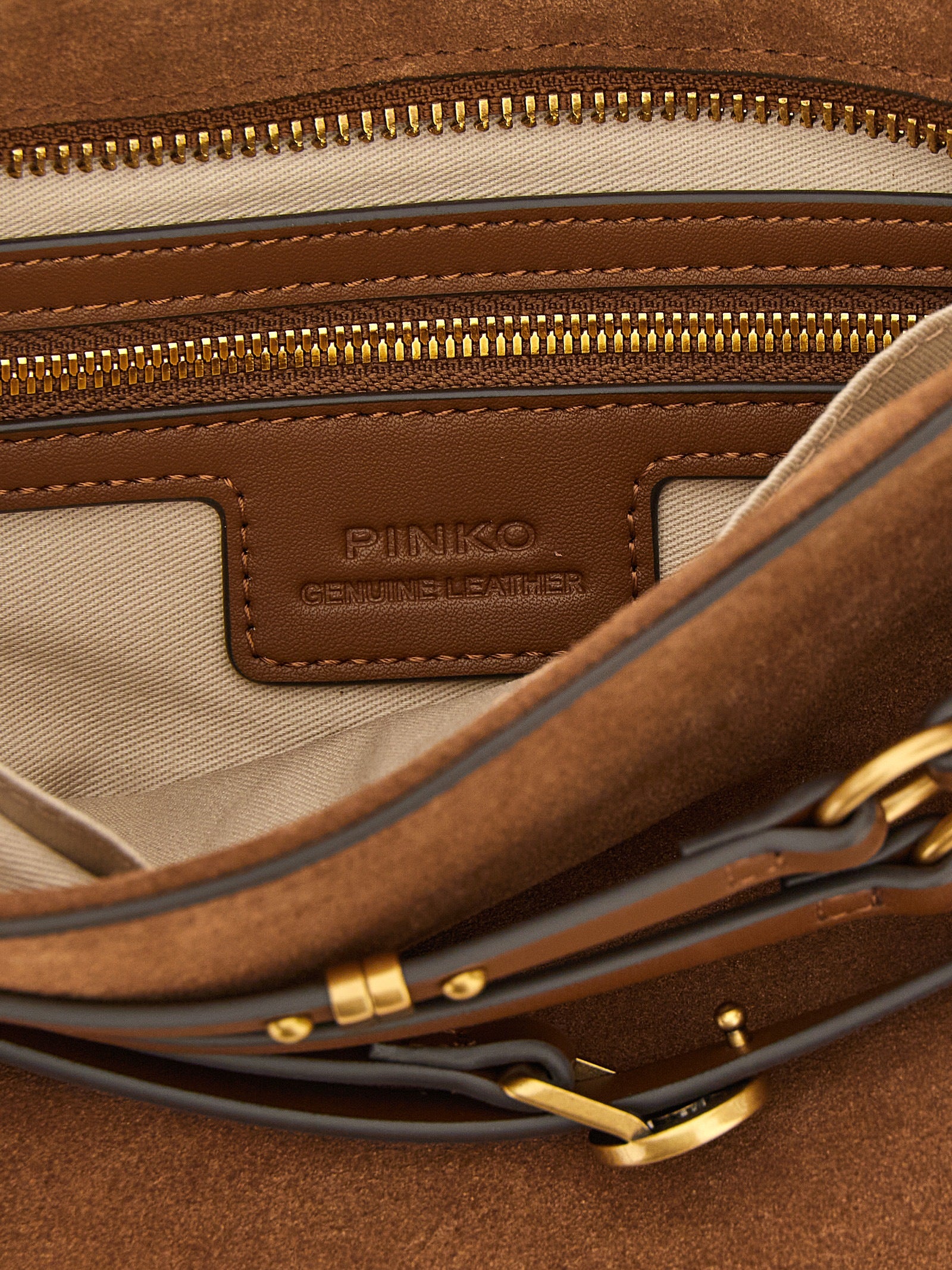 PINKO Brown Lamb Leather Mini Shoulder Bag