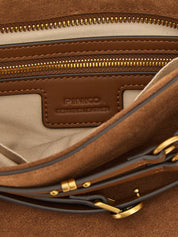 PINKO Brown Lamb Leather Mini Shoulder Bag