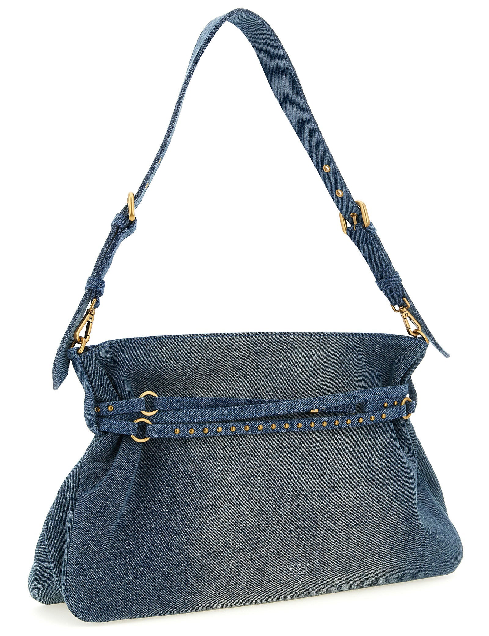 PINKO Blue Delavé Denim Shoulder Bag