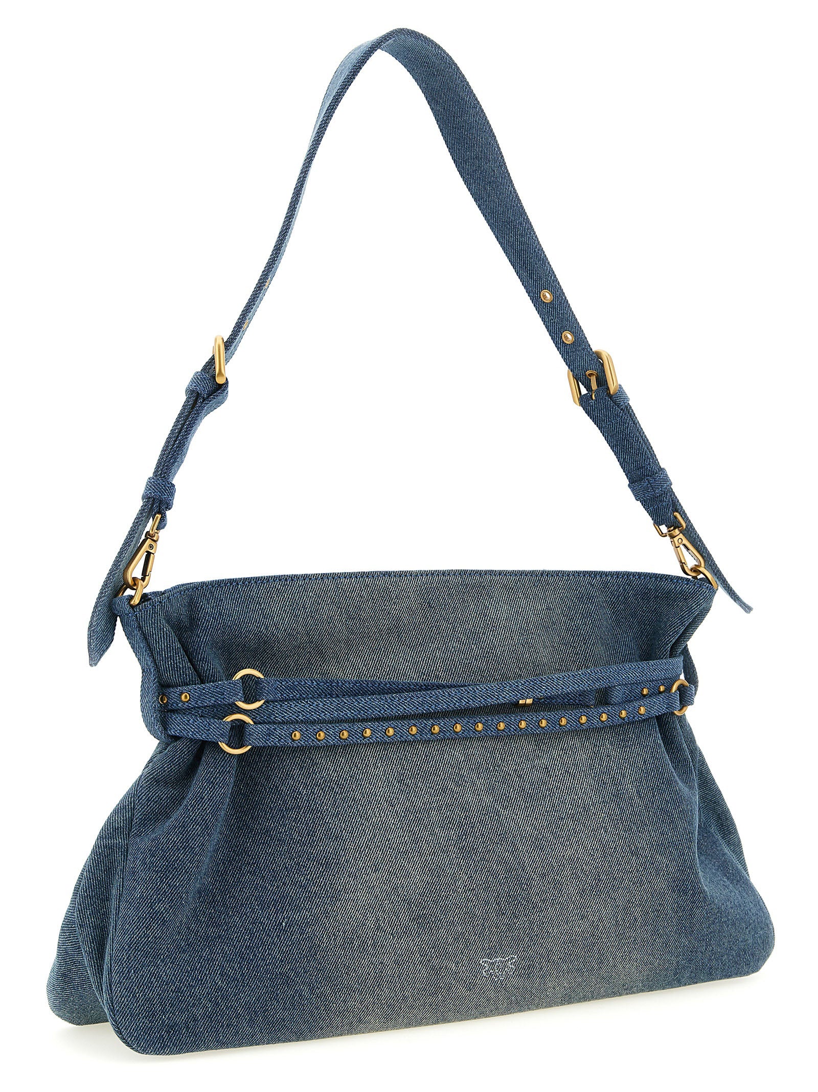 PINKO Blue Delavé Denim Shoulder Bag