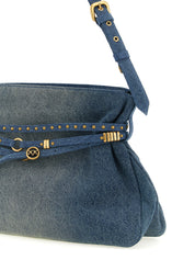 PINKO Blue Delavé Denim Shoulder Bag