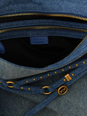 PINKO Blue Delavé Denim Shoulder Bag