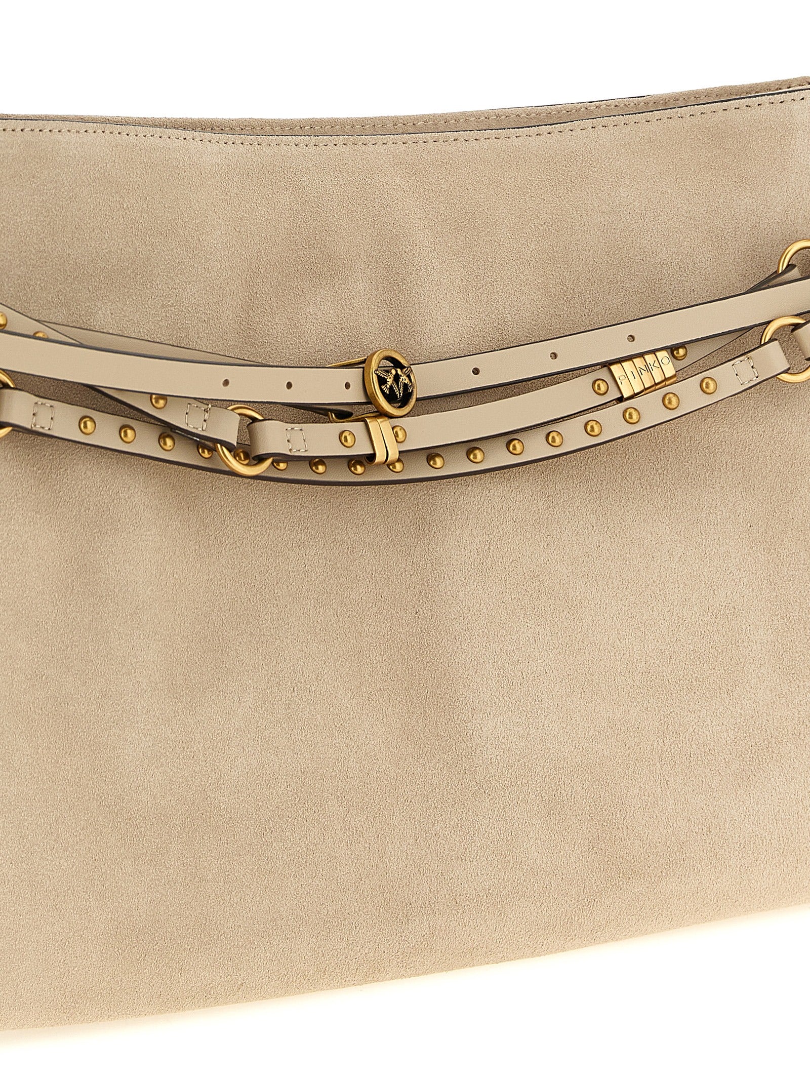 PINKO Beige Cow Leather Shoulder Bag