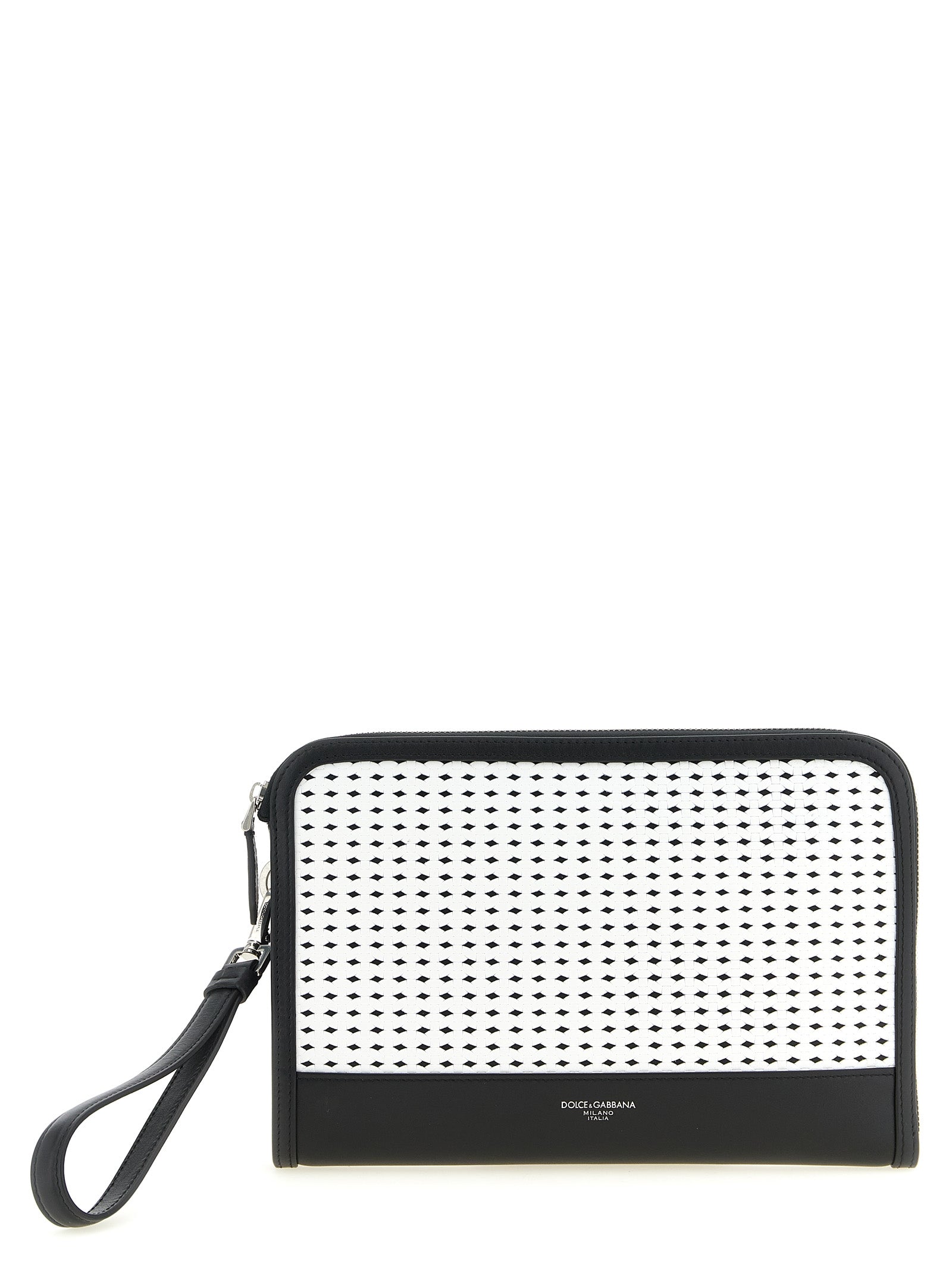Dolce & Gabbana White/Black Calfskin Clutch Bag