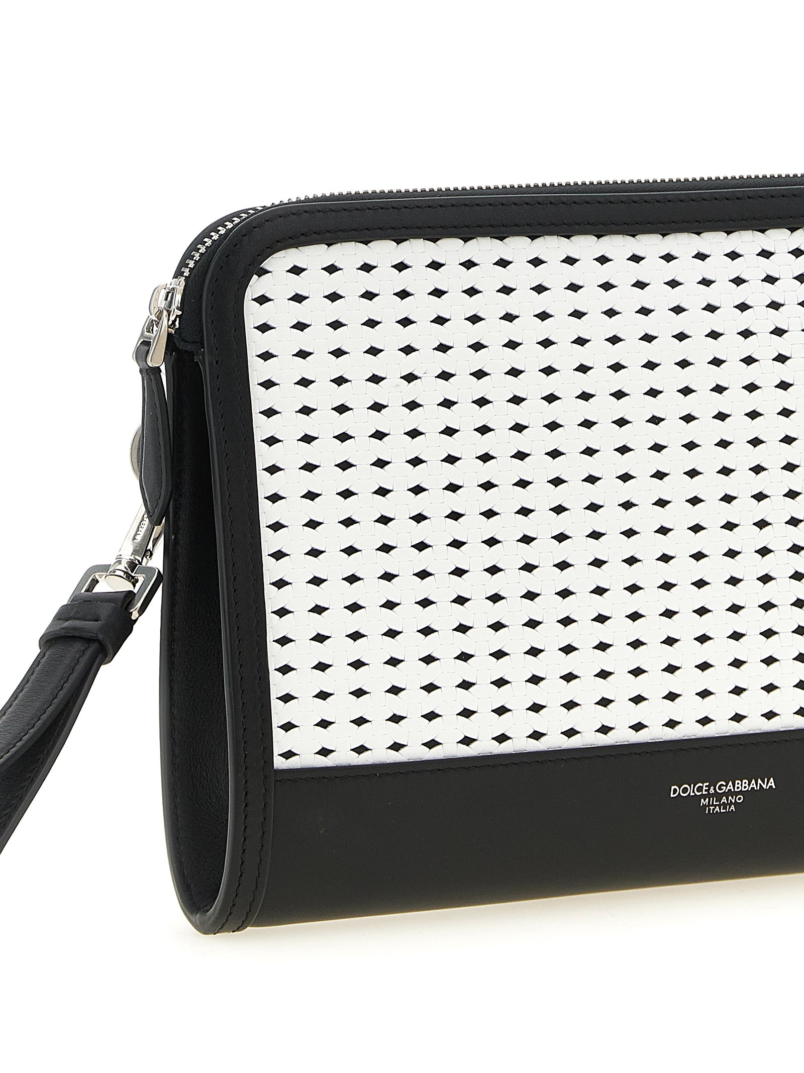 Dolce & Gabbana White/Black Calfskin Clutch Bag