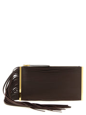 Elisabetta Franchi Brown Leather Clutch Bag