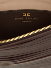 Elisabetta Franchi Brown Leather Clutch Bag