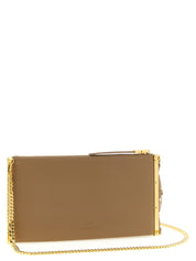 Elisabetta Franchi Beige Leather Clutch Bag