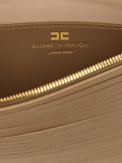 Elisabetta Franchi Beige Leather Clutch Bag