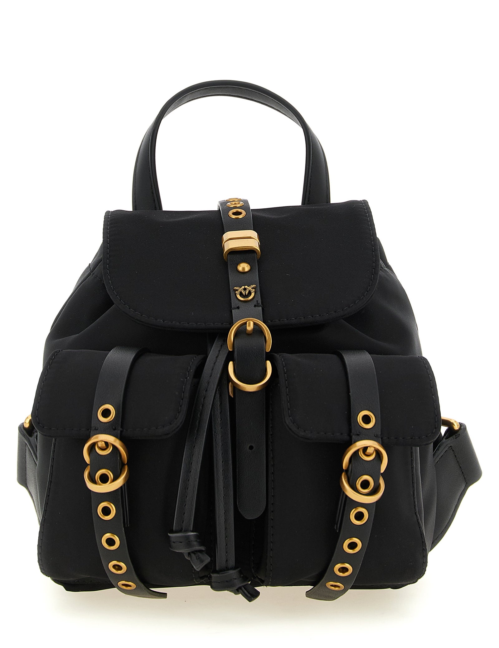 PINKO Black Polyamide Mini Backpack