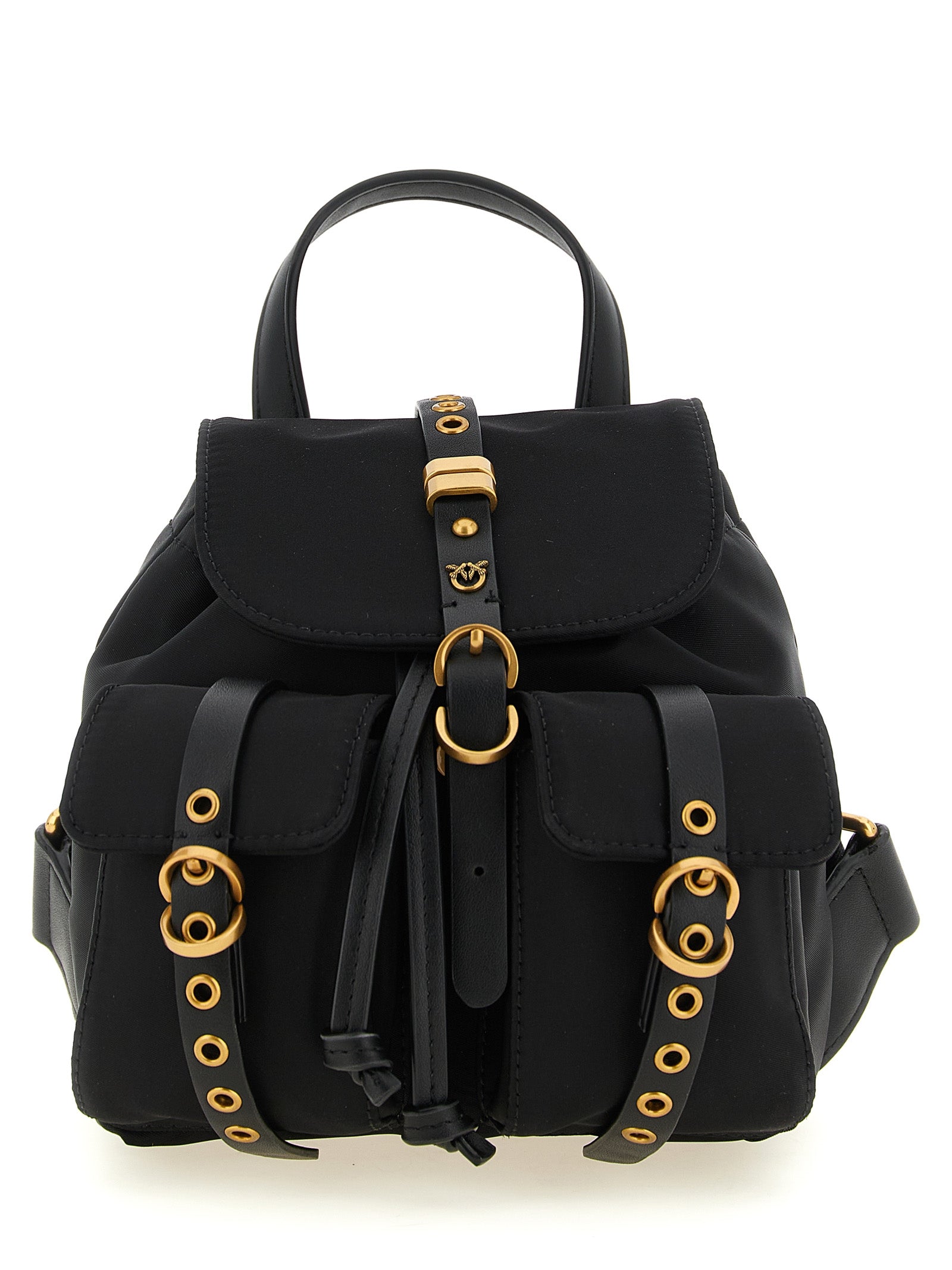 PINKO Black Polyamide Mini Backpack