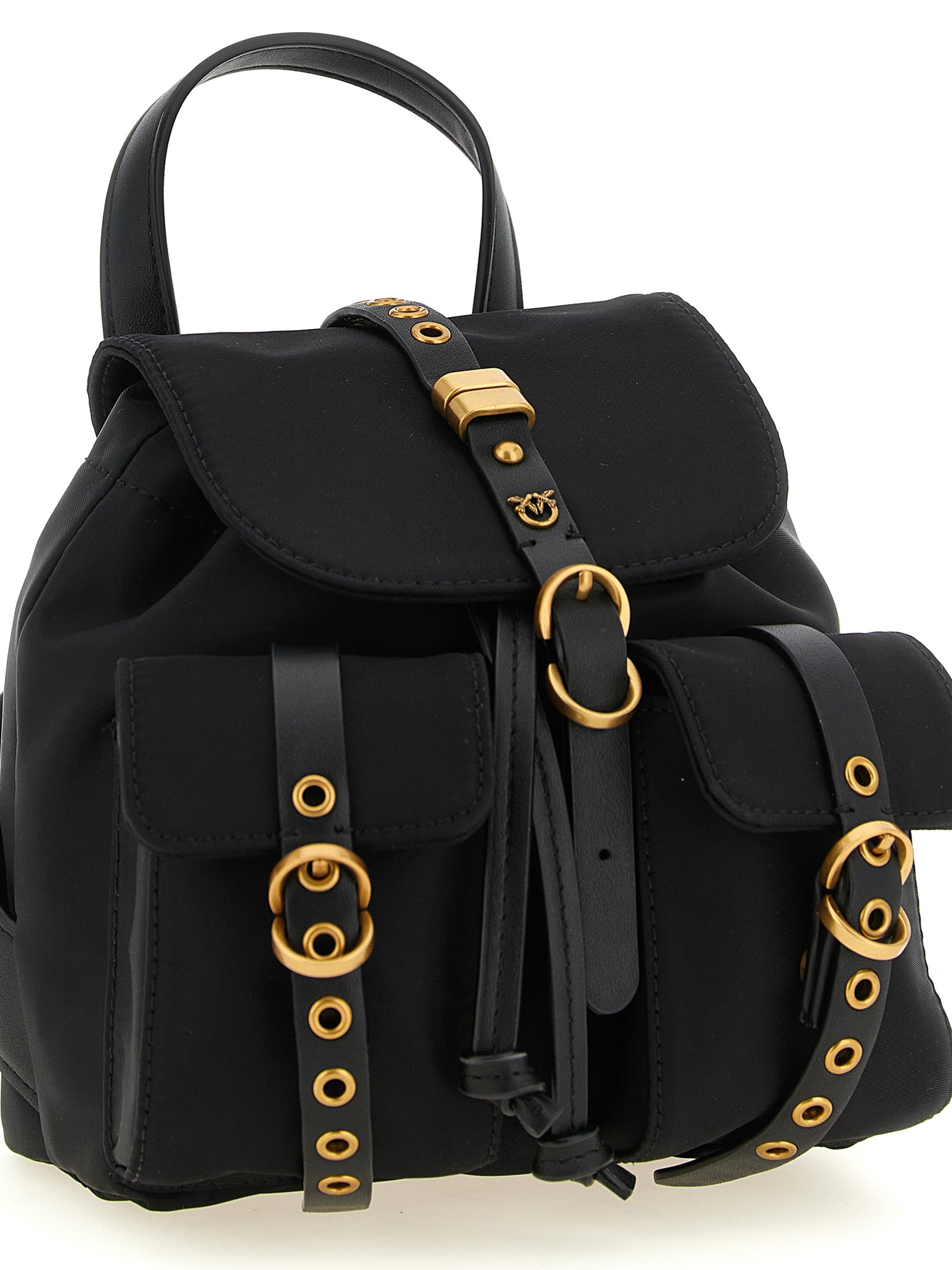 PINKO Black Polyamide Mini Backpack