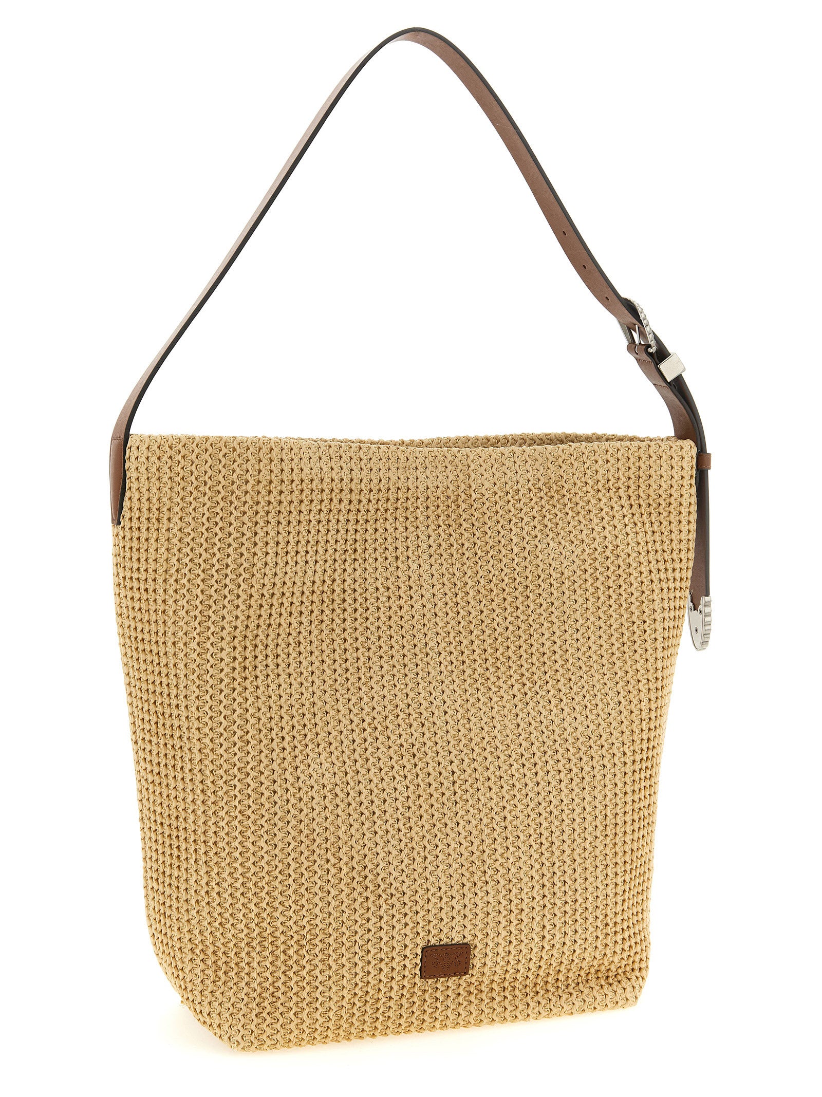 PINKO Beige Cowhide Bucket Bag