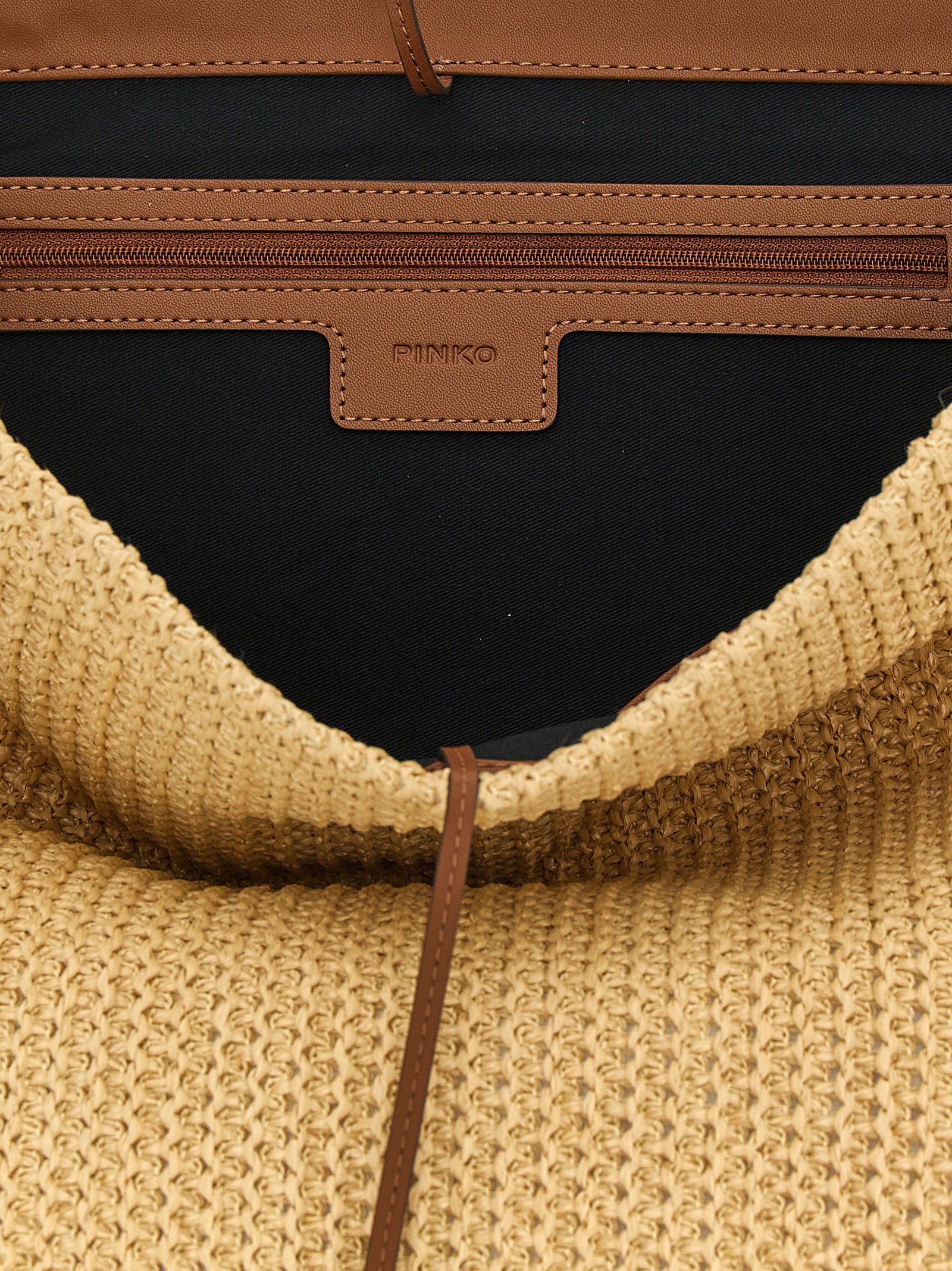 PINKO Beige Cowhide Bucket Bag