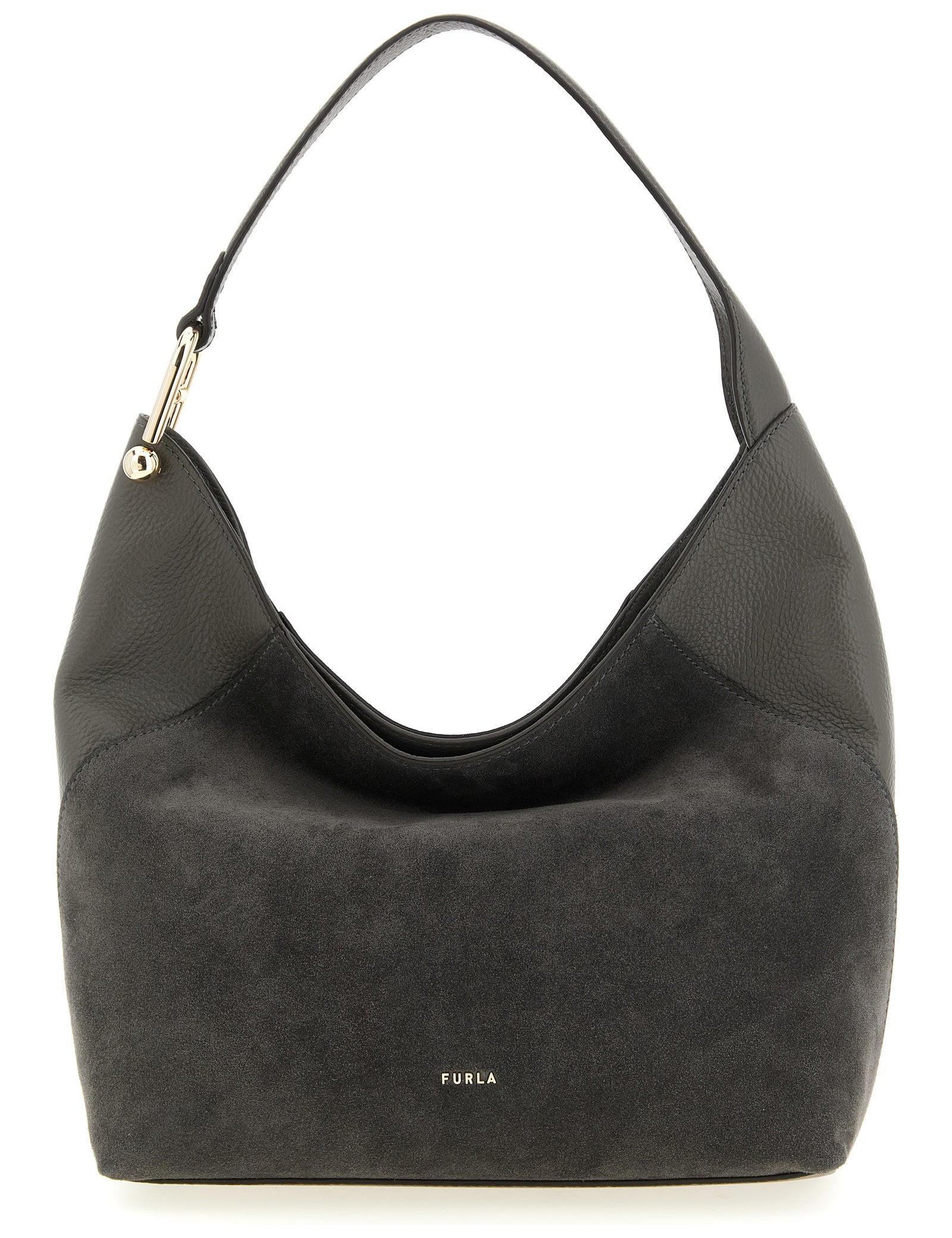 Furla Gray Calfskin Shoulder Bag