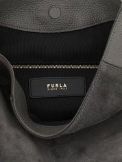 Furla Gray Calfskin Shoulder Bag