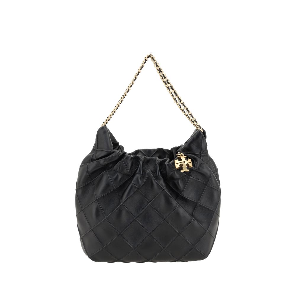 Tory Burch Black Calf Leather Mini Hobo Shoulder Bag