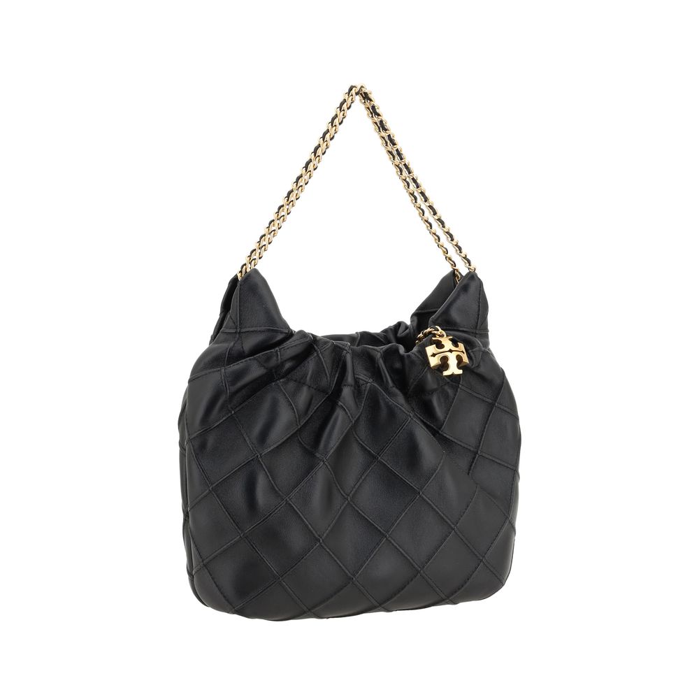 Tory Burch Black Calf Leather Mini Hobo Shoulder Bag