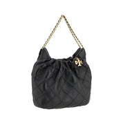 Tory Burch Black Calf Leather Mini Hobo Shoulder Bag