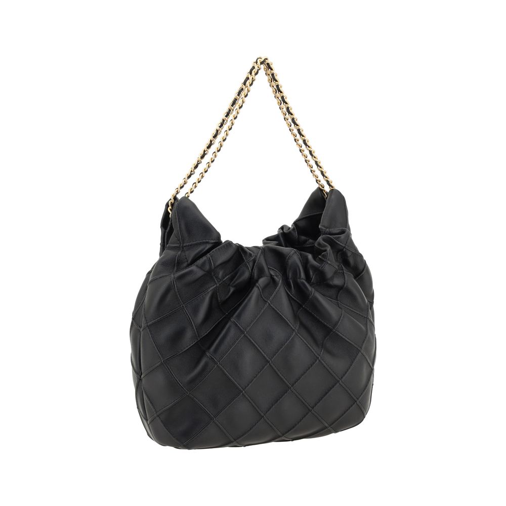 Tory Burch Black Calf Leather Mini Hobo Shoulder Bag