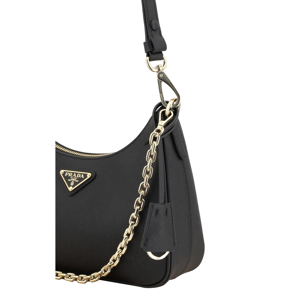 Prada Black Calf Leather Shoulder Bag
