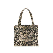 Ganni Brown Leopard Print Recycled Cotton Shoulder Bag