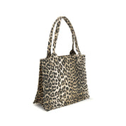 Ganni Brown Leopard Print Recycled Cotton Shoulder Bag