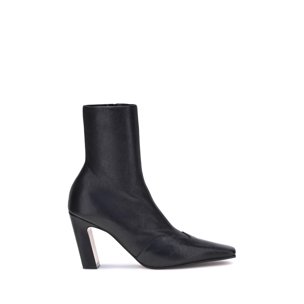 Khaite Black Calf Leather Ankle Boots