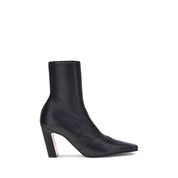 Khaite Black Calf Leather Ankle Boots