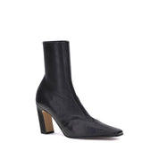 Khaite Black Calf Leather Ankle Boots