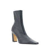 Khaite Black Calf Leather Ankle Boots