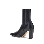 Khaite Black Calf Leather Ankle Boots