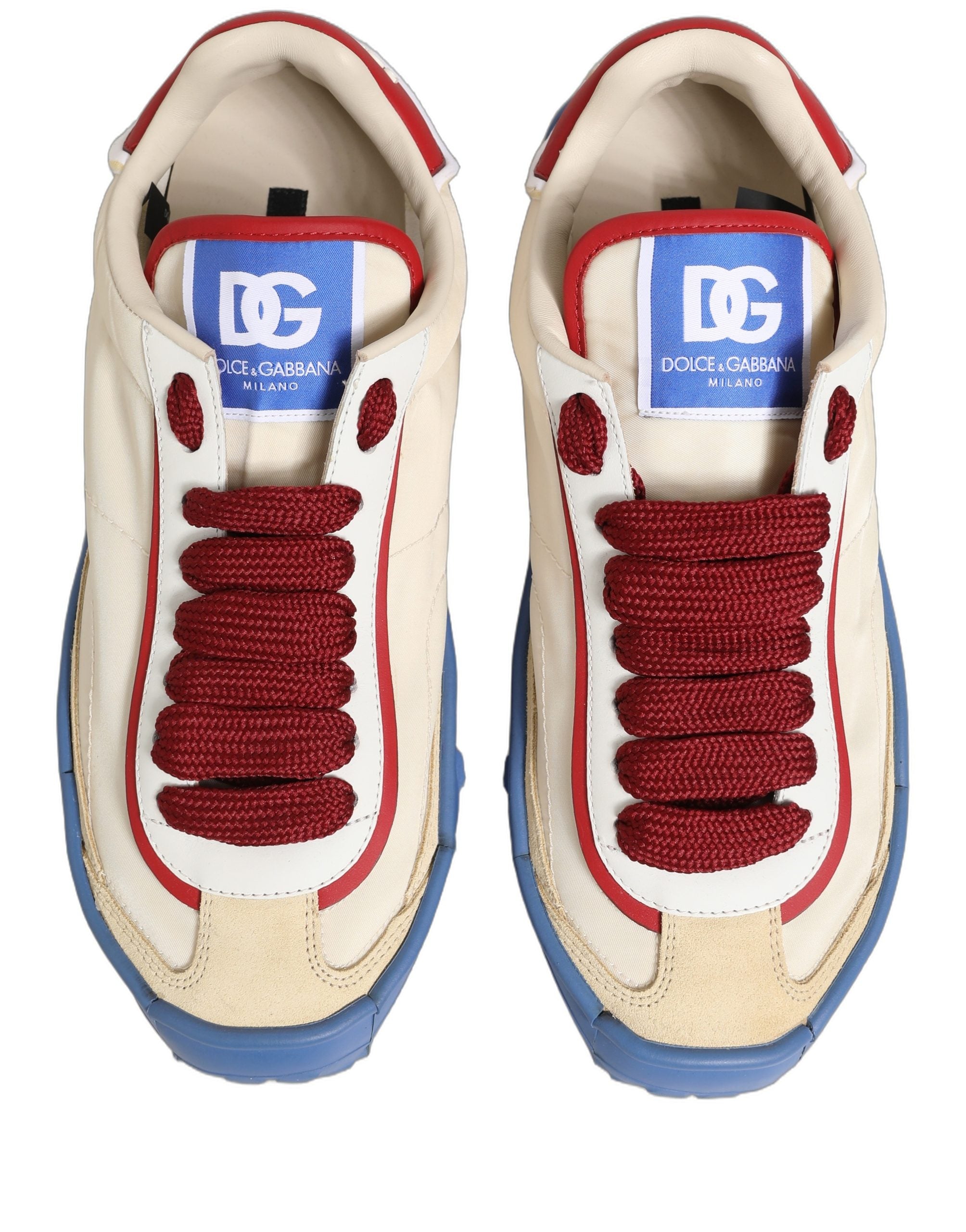 Dolce & Gabbana Multicolor Elastane Nylon Acrylic Calf Old Runner Lace Up Sneakers