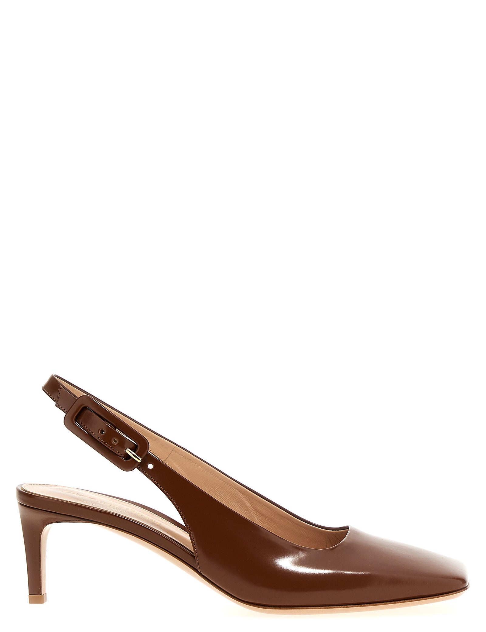 Gianvito Rossi Brown Goatskin Mid Heel Pumps