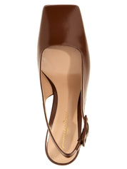 Gianvito Rossi Brown Goatskin Mid Heel Pumps