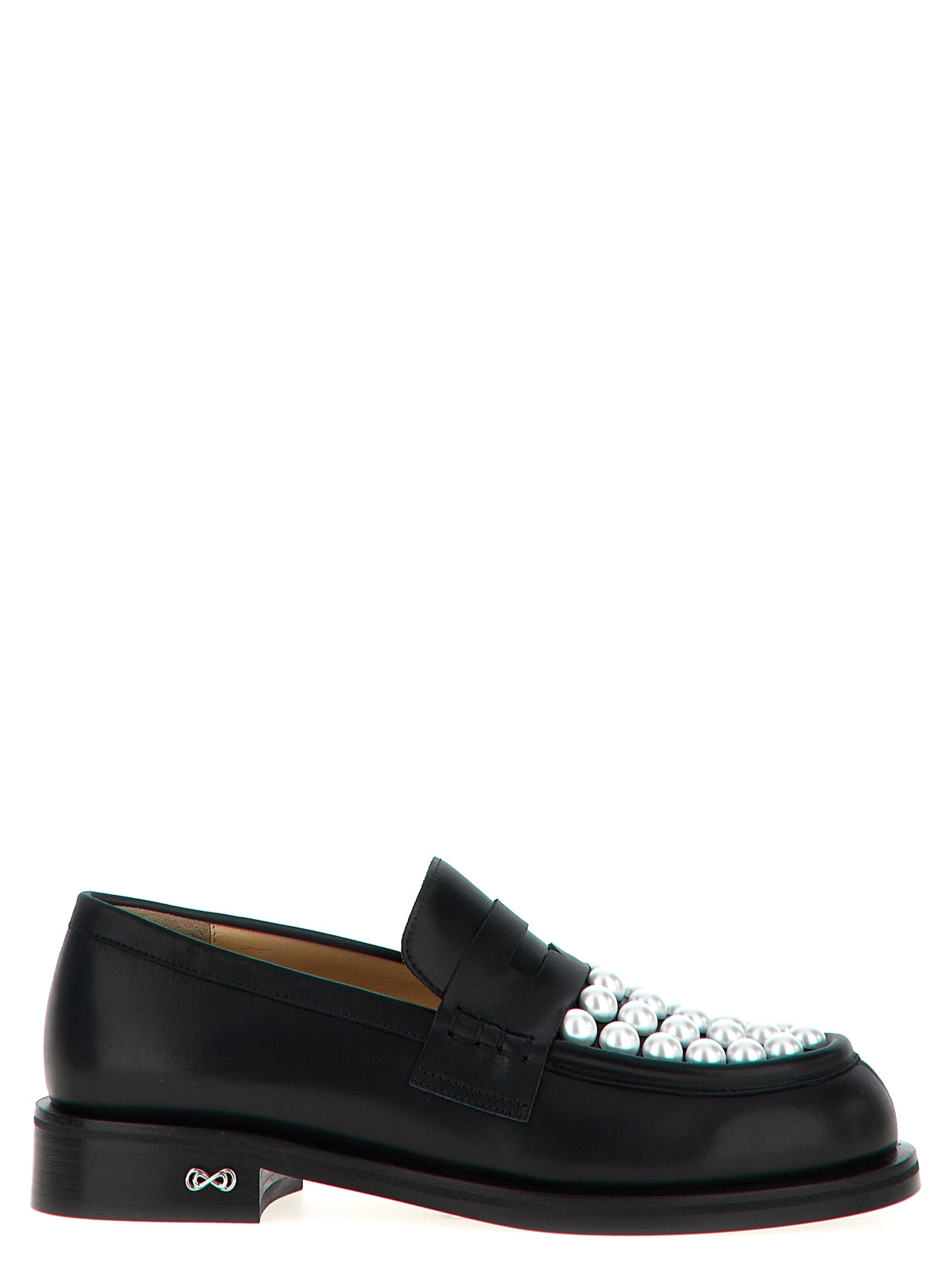 MACH & MACH White/Black Calfskin Slip-On Loafers