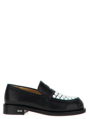 MACH & MACH White/Black Calfskin Slip-On Loafers