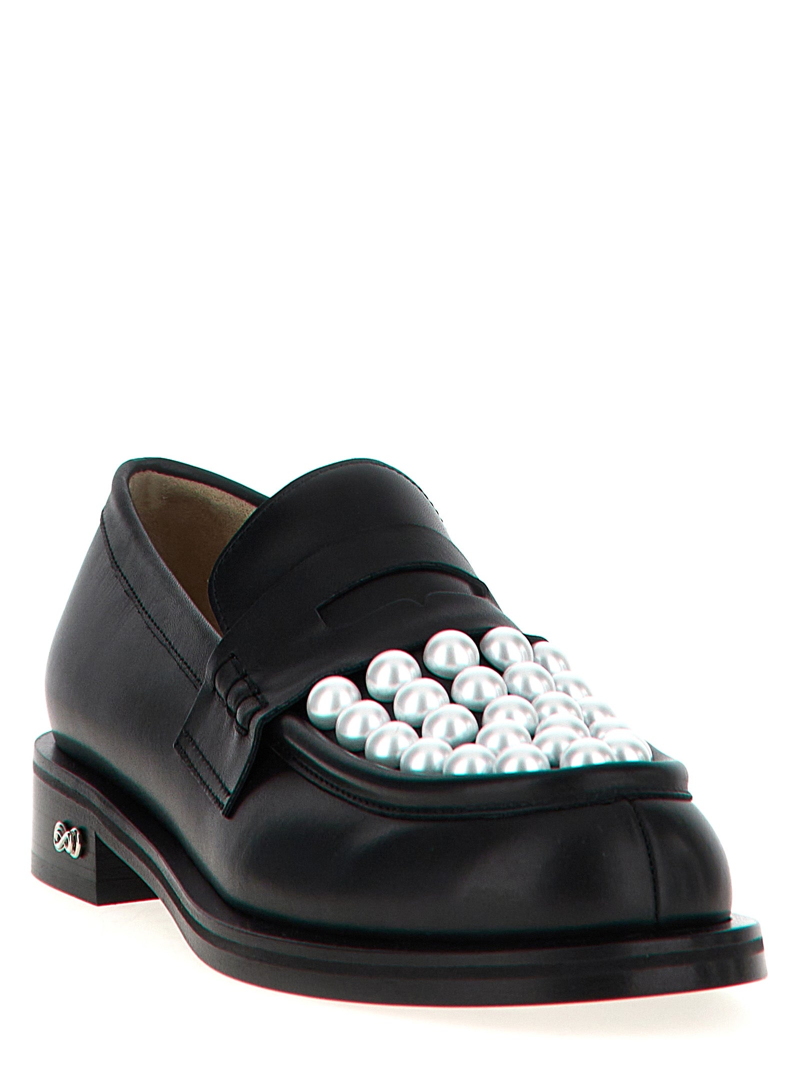 MACH & MACH White/Black Calfskin Slip-On Loafers