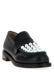 MACH & MACH White/Black Calfskin Slip-On Loafers