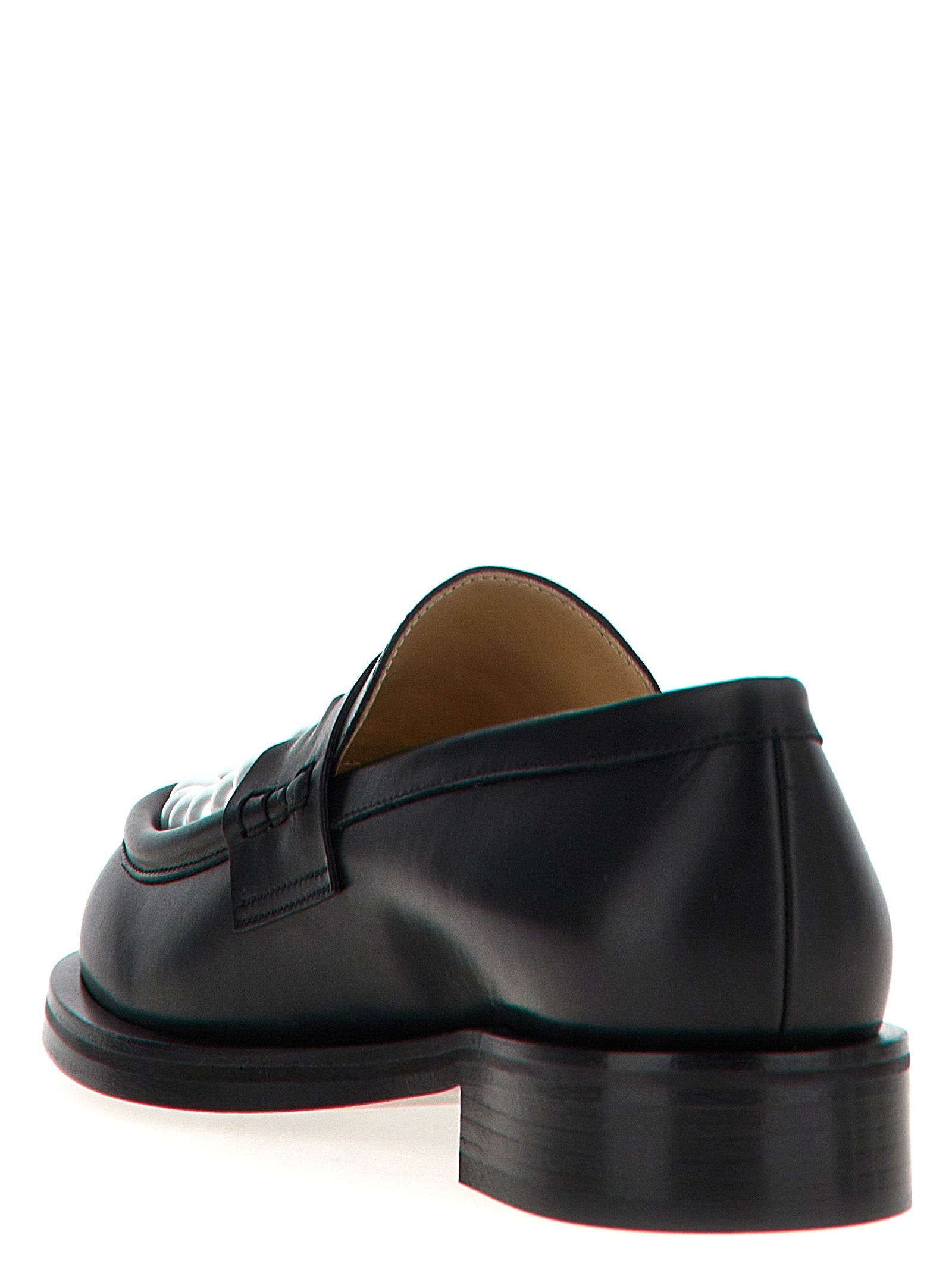 MACH & MACH White/Black Calfskin Slip-On Loafers