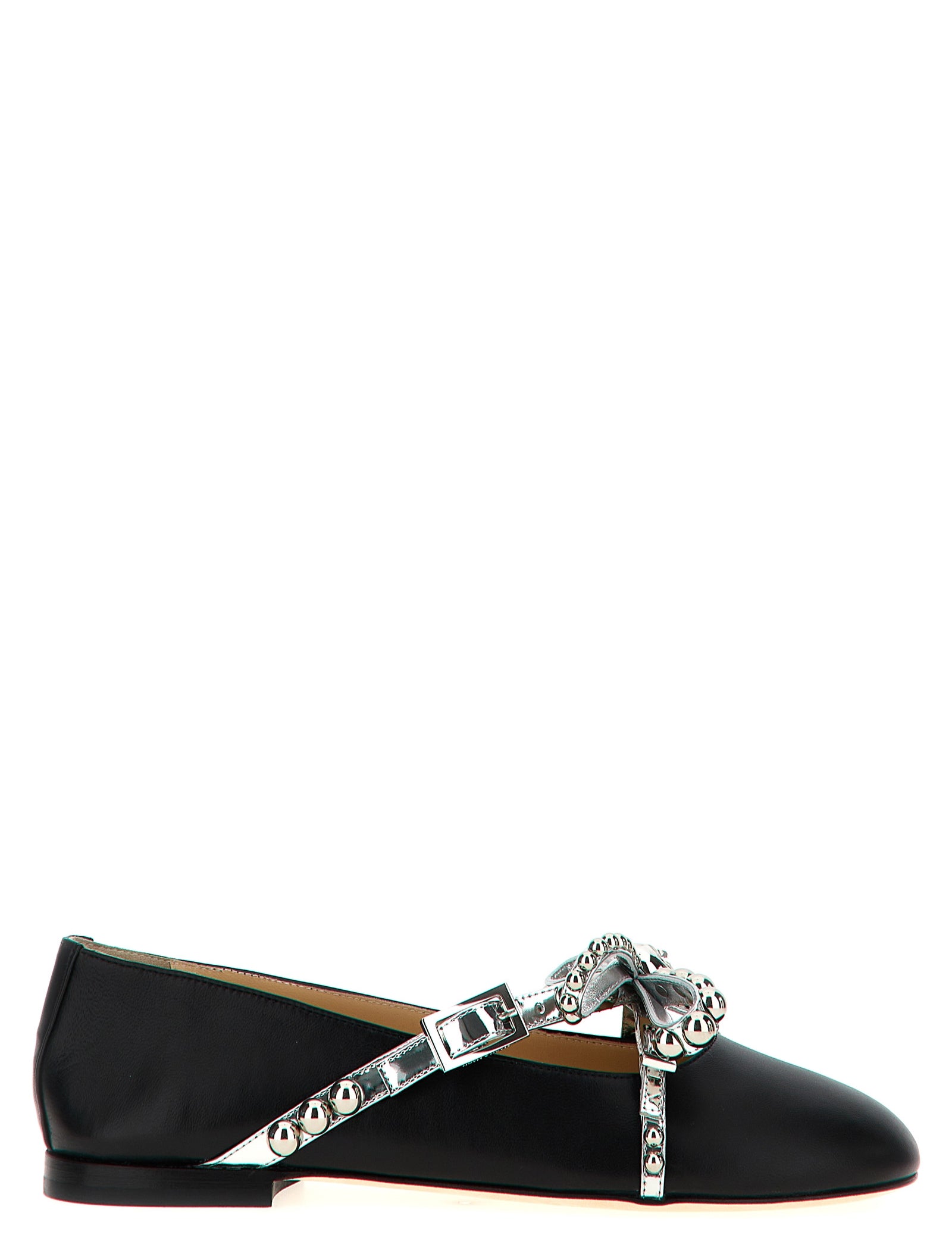 MACH & MACH Black Leather Ballet Flats