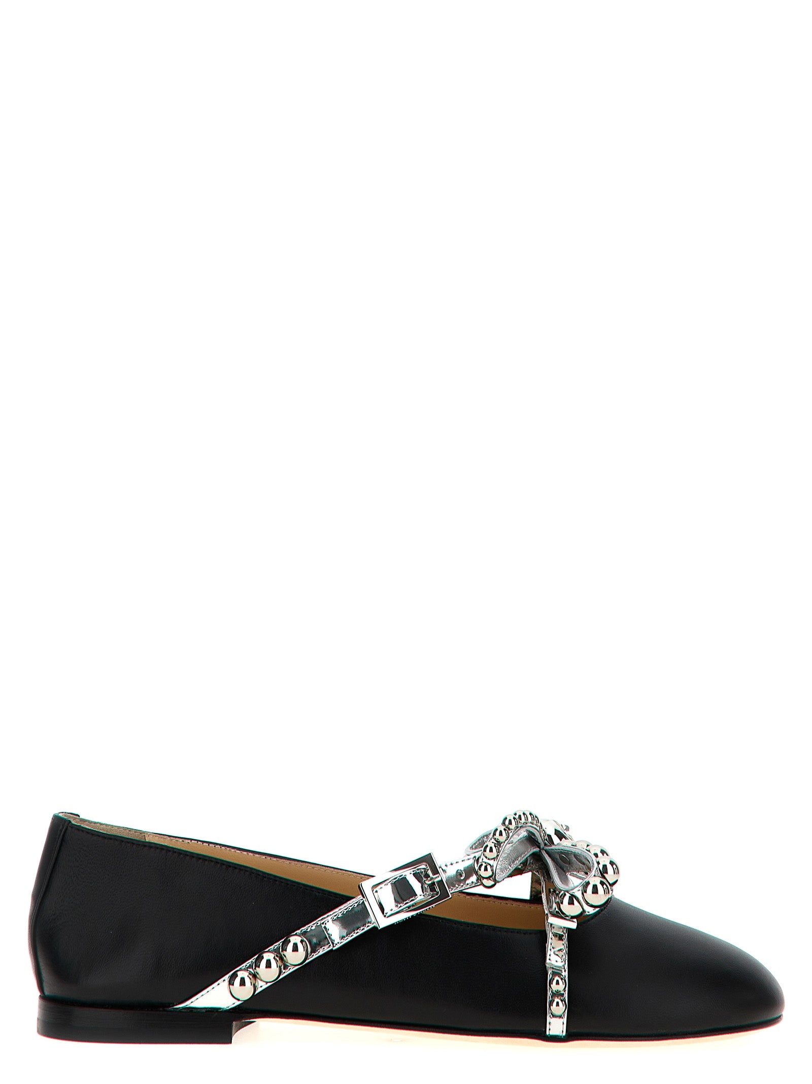 MACH & MACH Black Leather Ballet Flats