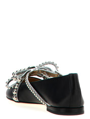MACH & MACH Black Leather Ballet Flats