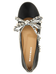MACH & MACH Black Leather Ballet Flats